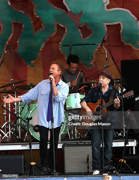 Simon & Garfunkel perform at the 2010 New Orleans Jazz & Heritage Festival Presented By Shell at the Fair Grounds Race Course on April 24, 2010 in...