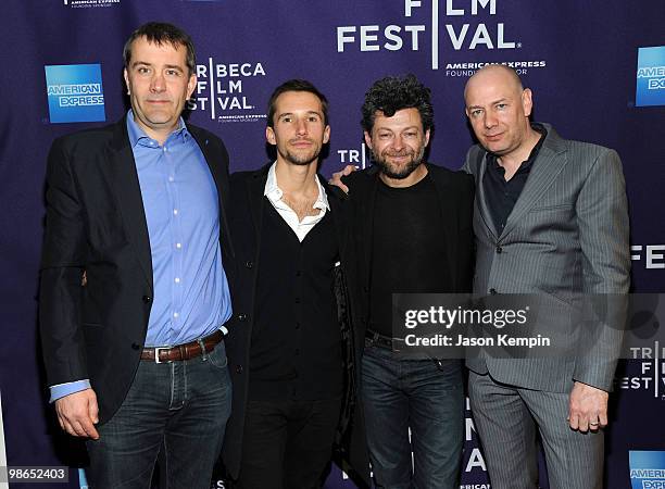 Producer Damian Jones, director Mat Whitecross, actor Andy Serkis and screenwriter Paul Viragh attend the premiere of "Sex & Drugs & Rock & Roll"...