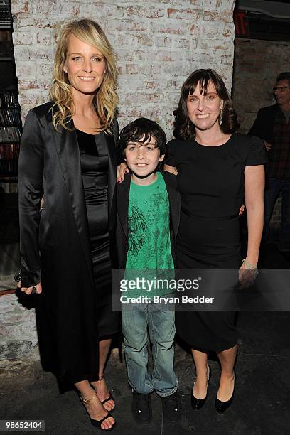 Actors Helen Hunt, Skyler Fortgang, and producer Miranda Bailey and actor Brian Dennehy attend the "Every Day" after party during the 2010 Tribeca...
