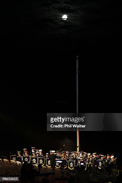 The Australian Military Band perform during the ANZAC Day Dawn Service at ANZAC Cove on April 25, 2010 in Gallipoli, Turkey. Today commemorates the...