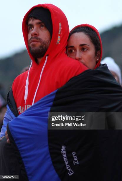 People commerorate the New Zealand and Australian soldiers killed in the First World War during the ANZAC Day Dawn Service at ANZAC Cove on April 25,...