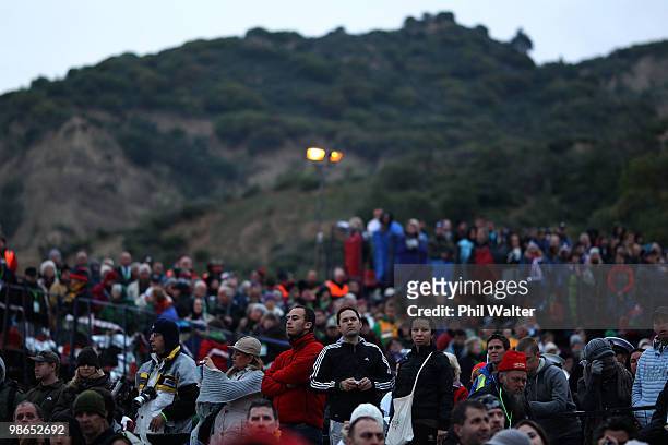 People commerorate the New Zealand and Australian soldiers killed in the First World War during the ANZAC Day Dawn Service at ANZAC Cove on April 25,...
