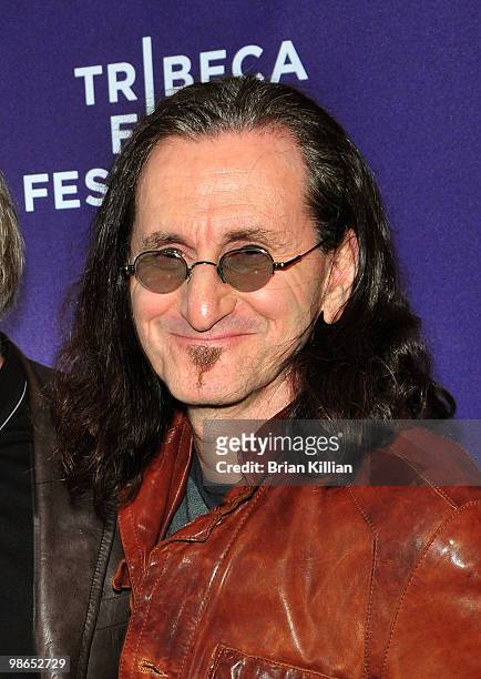 Geddy Lee attends the "RUSH: Beyond The Lighted Stage" premiere during the 9th Annual Tribeca Film Festival at the School of Visual Arts Theater on...