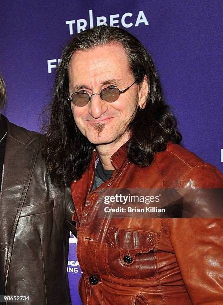 Geddy Lee attends the "RUSH: Beyond The Lighted Stage" premiere during the 9th Annual Tribeca Film Festival at the School of Visual Arts Theater on...