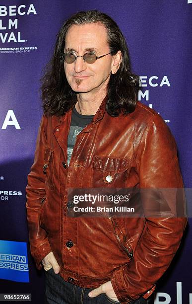 Geddy Lee attends the "RUSH: Beyond The Lighted Stage" premiere during the 9th Annual Tribeca Film Festival at the School of Visual Arts Theater on...