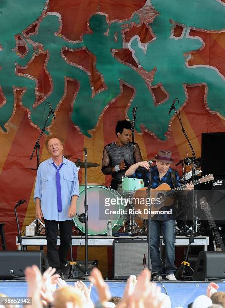 Simon & Garfunkel make their first-ever appearance at the New Orleans Jazz & Heritage L/R Art Garfunkel and Paul Simon perform at the 2010 New...