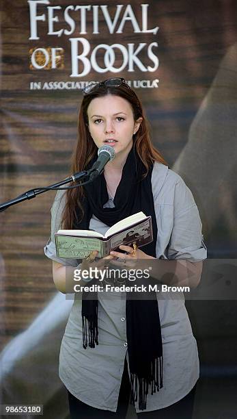 Actress/author Amber Tamblyn speaks during the 15th annual Los Angeles Times Festival of Books at UCLA on April 24, 2010 in Los Angeles, California.