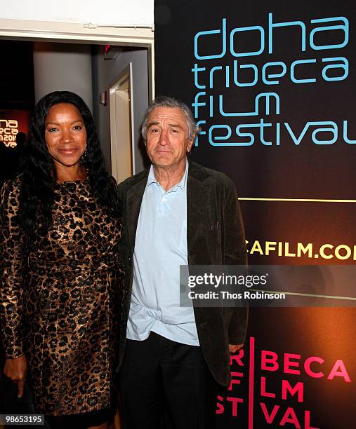 Grace Hightower and actor and co-founder of the Tribeca Film Festival, Robert De Niro attend Doha Tribeca Film Festival Presents "Just Like Us Comedy...