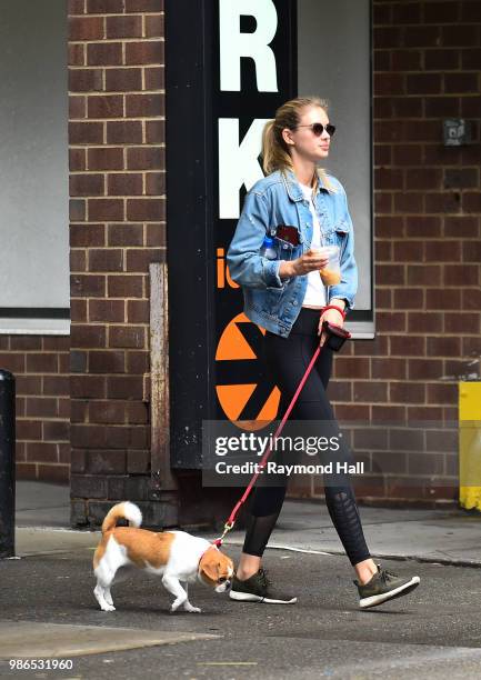 Model Megan Williams is seen walking in soho on June 28, 2018 in New York City.