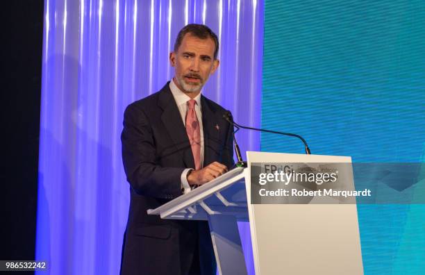 King Felipe VI of Spain attends the Premios Fundacion Princesa de Girona on June 28, 2018 in Girona, Spain.