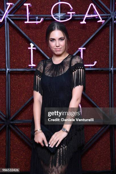 Amber Le Bon attends BVLGARI Dinner & Party at Stadio dei Marmi on June 28, 2018 in Rome, Italy.