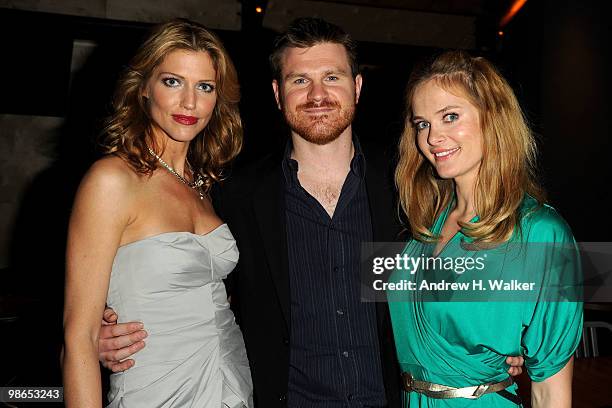 Actress Tricia Helfer, director Andrew Paquin and Rachel Blanchard attend the "Open House" after party during the 2010 Tribeca Film Festival at...