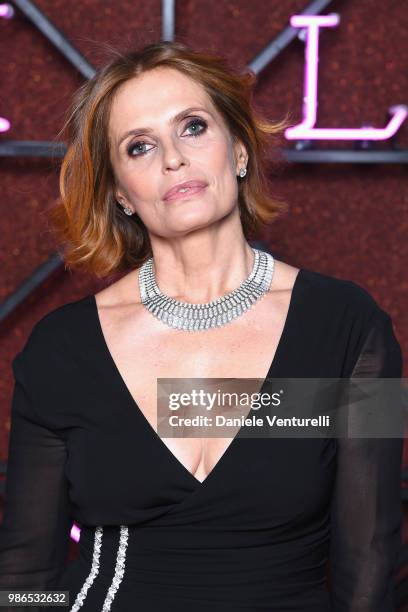 Isabella Ferrari attends BVLGARI Dinner & Party at Stadio dei Marmi on June 28, 2018 in Rome, Italy.