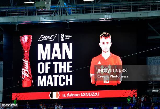 Adnan Januzaj midfielder of Belgium during the FIFA 2018 World Cup Russia group G phase match between England and Belgium at the Kaliningrad Stadium...