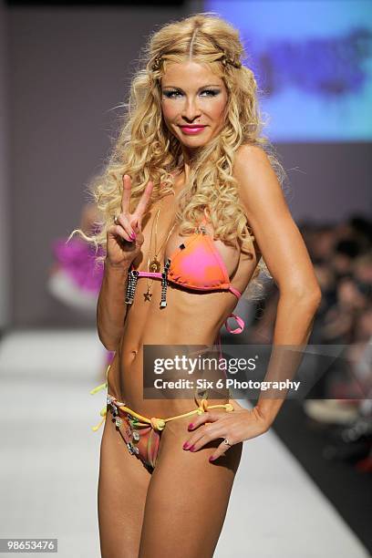 Model walks the runway at A*Muse during Air New Zealand Fashion Week 2009 at Viaduct Harbour on September 25, 2009 in Auckland, New Zealand.