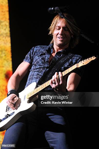 Musician Keith Urban performs during day 1 of Stagecoach: California's Country Music Festival 2010 held at The Empire Polo Club on April 24, 2010 in...