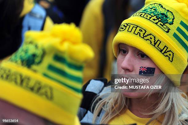 Australians attend a ceremony commemorating Anzac Day, at Anzac Cove, in western Canakkale on April 25, 2010. Anzac Day is a national day of...