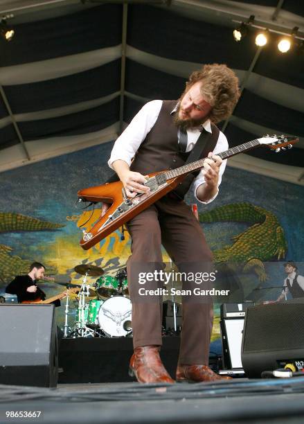 Jim James of My Morning Jacket performs at the 2010 New Orleans Jazz & Heritage Festival Presented By Shell at the Fair Grounds Race Course on April...