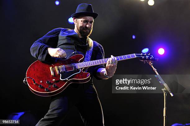 Musician Kristian Bush of Sugarland performs during day 1 of Stagecoach: California's Country Music Festival 2010 held at The Empire Polo Club on...