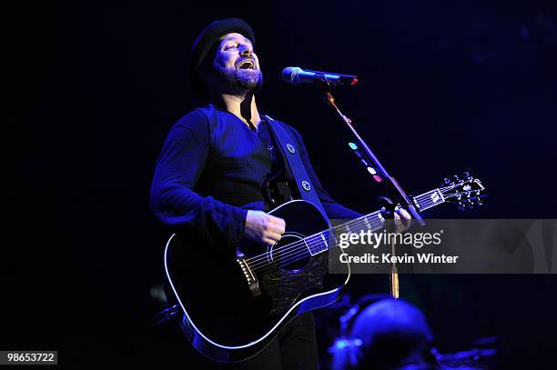 Musician Kristian Bush of Sugarland performs during day 1 of Stagecoach: California's Country Music Festival 2010 held at The Empire Polo Club on...