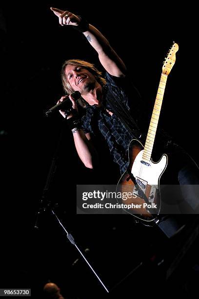 Musician Keith Urban performs during day 1 of Stagecoach: California's Country Music Festival 2010 held at The Empire Polo Club on April 24, 2010 in...