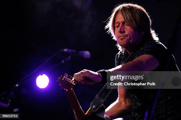 Musician Keith Urban performs during day 1 of Stagecoach: California's Country Music Festival 2010 held at The Empire Polo Club on April 24, 2010 in...