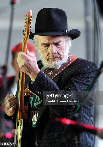 Musician Merle Haggard performs during day 1 of Stagecoach: California's Country Music Festival 2010 held at The Empire Polo Club on April 24, 2010...