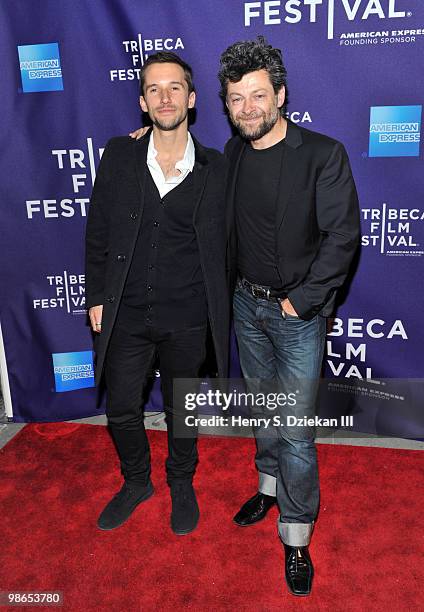 Director Mat Whitecross and actor Andy Serkis attends the "Sex & Drugs & Rock & Roll" premiere during the 9th Annual Tribeca Film Festival at the...