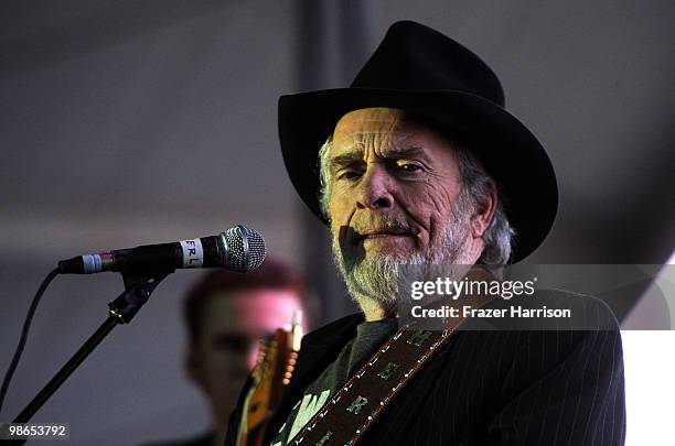Musician Merle Haggard performs during day 1 of Stagecoach: California's Country Music Festival 2010 held at The Empire Polo Club on April 24, 2010...