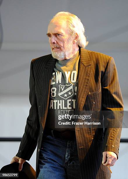 Musician Merle Haggard seen during day 1 of Stagecoach: California's Country Music Festival 2010 held at The Empire Polo Club on April 24, 2010 in...