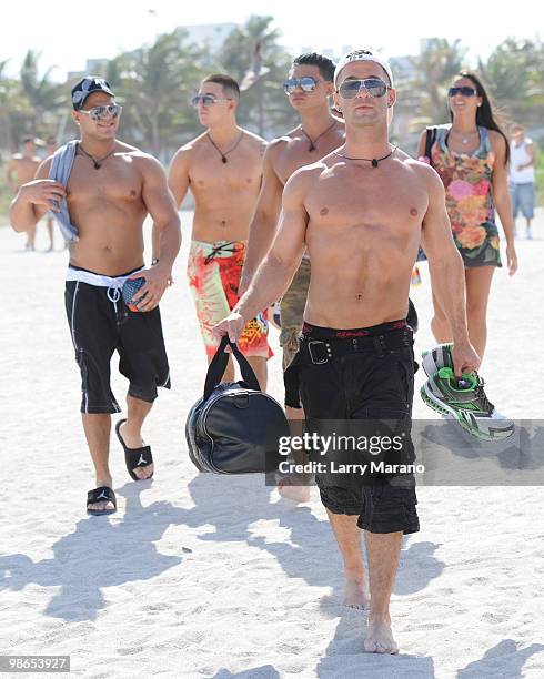 Cast members of the Jersey Shore are seen on April 24, 2010 in Miami Beach, Florida.