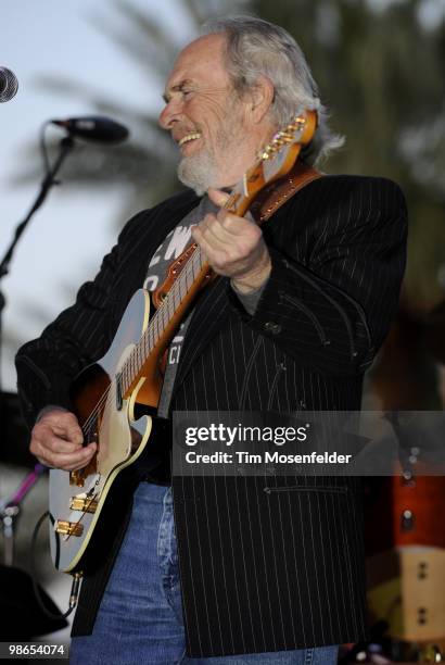 Merle Haggard performs as part of the Stagecoach Music Festival at the Empire Polo Fields on April 24, 2010 in Indio, California.