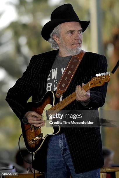 Merle Haggard performs as part of the Stagecoach Music Festival at the Empire Polo Fields on April 24, 2010 in Indio, California.