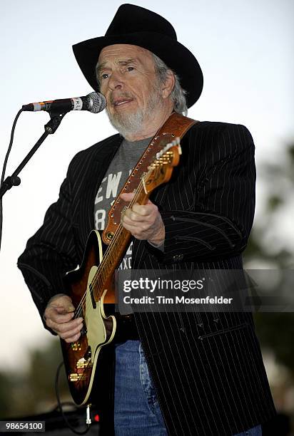 Merle Haggard performs as part of the Stagecoach Music Festival at the Empire Polo Fields on April 24, 2010 in Indio, California.