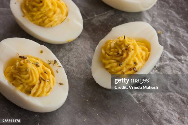 deviled eggs - deviled eggs stock pictures, royalty-free photos & images