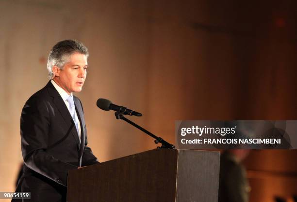 Australian Foreign Affairs minister Stephen Smith delivers a speech during a dawn service commemorating Anzac Day on the WWI battlefield of...