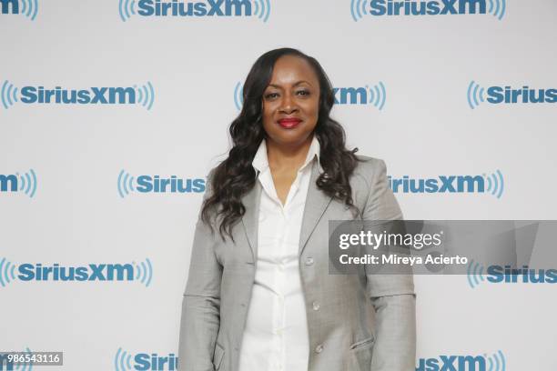 Whitney Houston's sister-in-law, Pat Houston, visits SiriusXM Studios on June 28, 2018 in New York City.