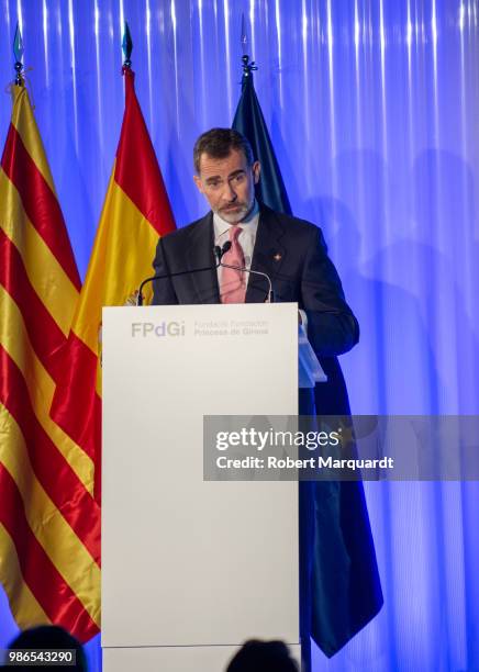 King Felipe VI of Spain attends the Premios Fundacion Princesa de Girona on June 28, 2018 in Girona, Spain.