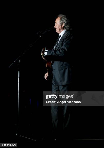 Joan Manuel Serrat performs in concert at Las Noches del Botanico festival on June 26, 2018 in Madrid, Spain.