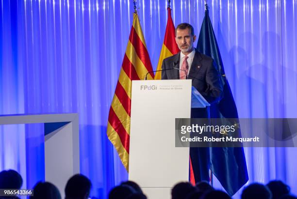 King Felipe VI of Spain attends the Premios Fundacion Princesa de Girona on June 28, 2018 in Girona, Spain.