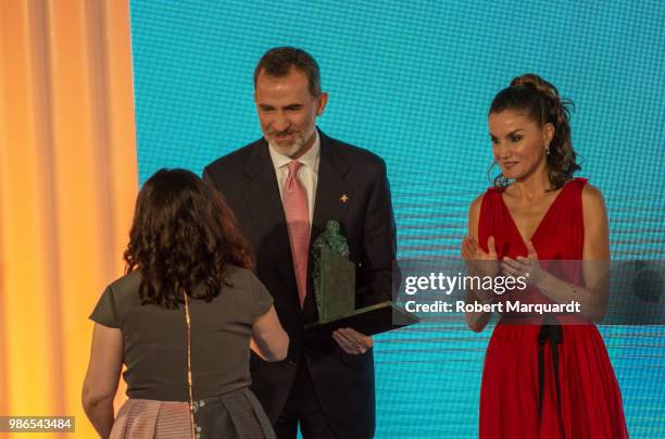 King Felipe VI of Spain and Queen Letizia of Spain attend the Premios Fundacion Princesa de Girona on June 28, 2018 in Girona, Spain.