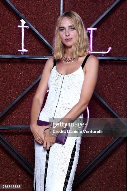 Candela Pelizza attends BVLGARI Dinner & Party at Stadio dei Marmi on June 28, 2018 in Rome, Italy.