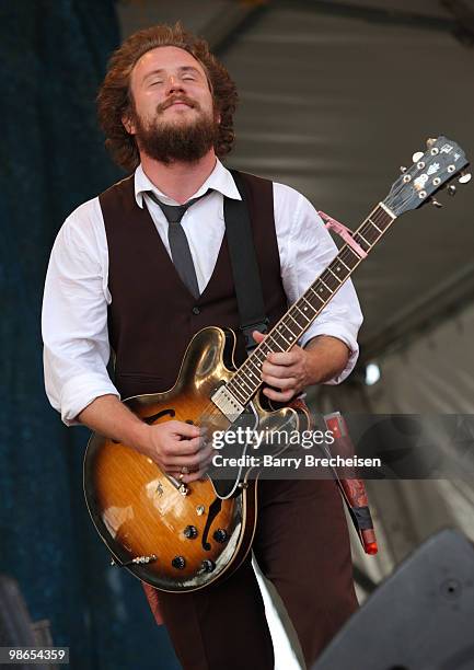 Jim James of My Morning Jacket performs during day 2 of the 41st annual New Orleans Jazz & Heritage Festival at the Fair Grounds Race Course on April...