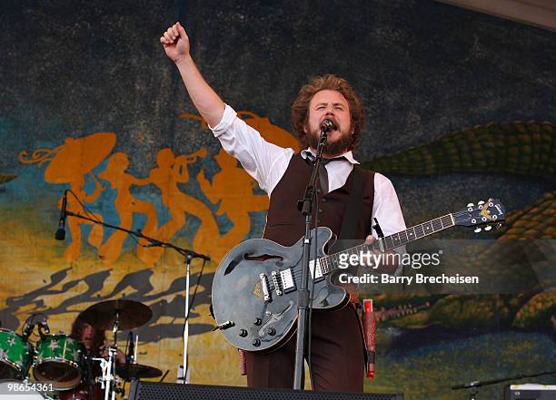 Jim James of My Morning Jacket performs during day 2 of the 41st annual New Orleans Jazz & Heritage Festival at the Fair Grounds Race Course on April...