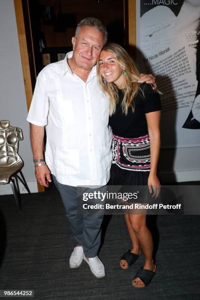 Michel Field and his daughter Anaelle attend the Tan Giudicelli - Exhibition of drawings and accessories preview at Galerie Pierre Passebon on June...