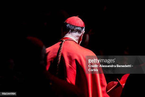 Cardinals attend a consistory ceremony lead by Pope Francis to create 14 new cardinals at St. Peters Basilica on June 28, 2018 in Vatican City,...