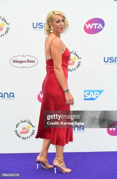 Anastasia Pavlyunchenkova attends the WTA's 'Tennis On The Thames' evening reception at Bernie Spain Gardens South Bank on June 28, 2018 in London,...