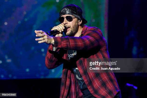 Matthew Charles Sanders aka M. Shadows of the band Avenged Sevenfold performs on stage at the Download Festival on June 28, 2018 in Madrid, Spain.