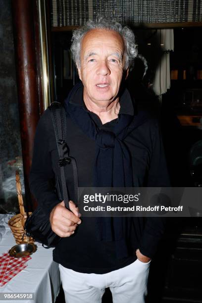 Photographer Gilles Bensimon attends the Tan Giudicelli - Exhibition of drawings and accessories preview at Galerie Pierre Passebon on June 28, 2018...
