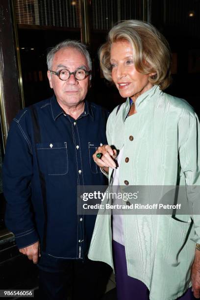 Jean-Jacques Picard and Genevieve Hebey attend the Tan Giudicelli - Exhibition of drawings and accessories preview at Galerie Pierre Passebon on June...